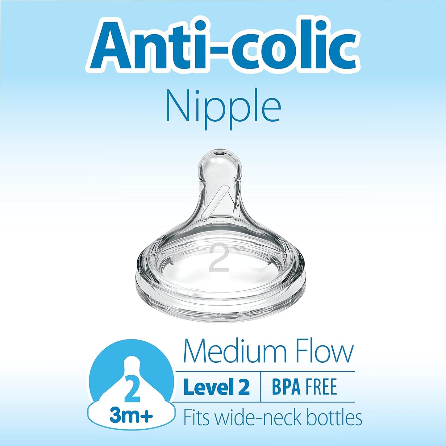 Dr. Brown's -Repuesto de tetina nivel 2 - cuello ancho