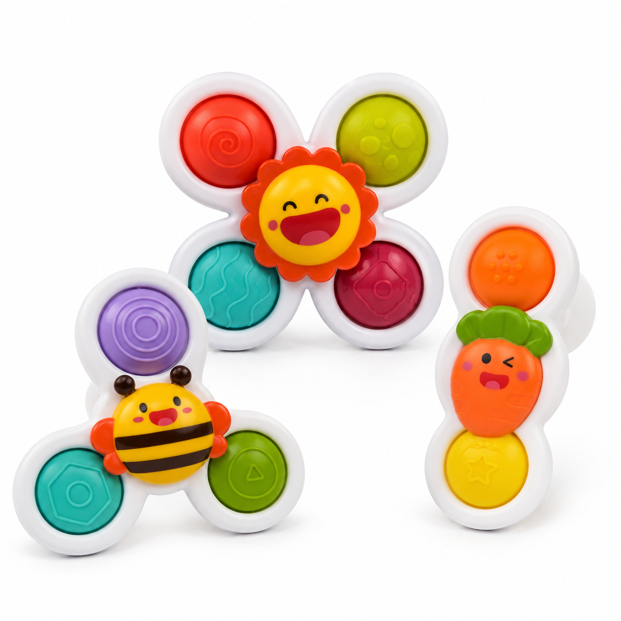 Juguete Sensorial Giratorio con Ventosa (Spinner) 3 unidades