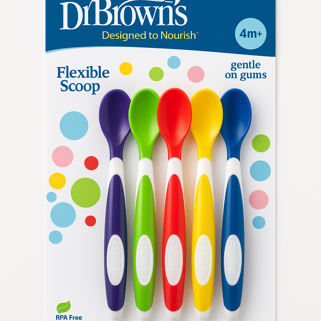 Dr. Brown’s – Set de 5 Cucharas de Alimentación (Punta Suave)