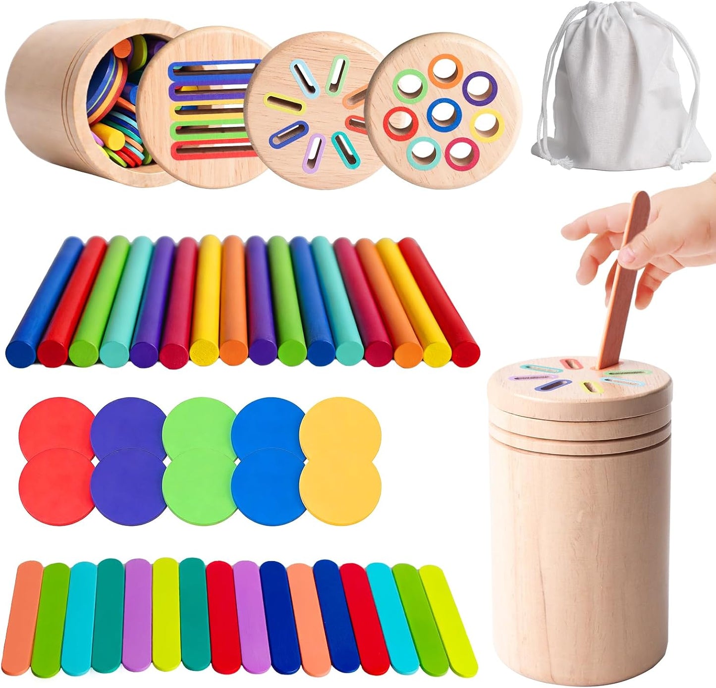 Juguetes Montessori de madera para bebés y niños pequeños, 3 en 1