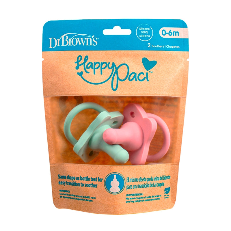 Pack de 2 chupetas Dr Brown's - Rosa y verde
