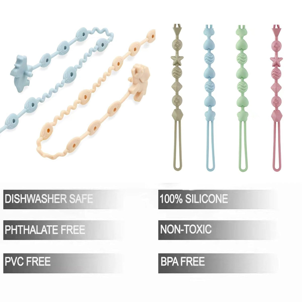 Set de 2 Clips de Silicona para Juguetes, Mordedores y Chupetas