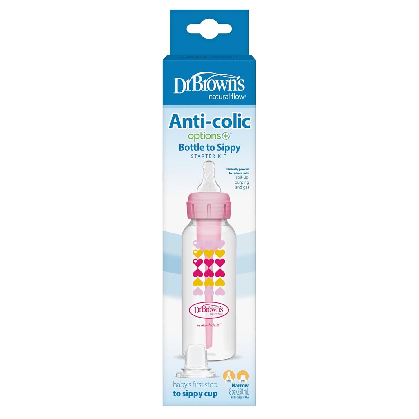 Dr. Brown's - Diseño corazones +6m cuello angosto