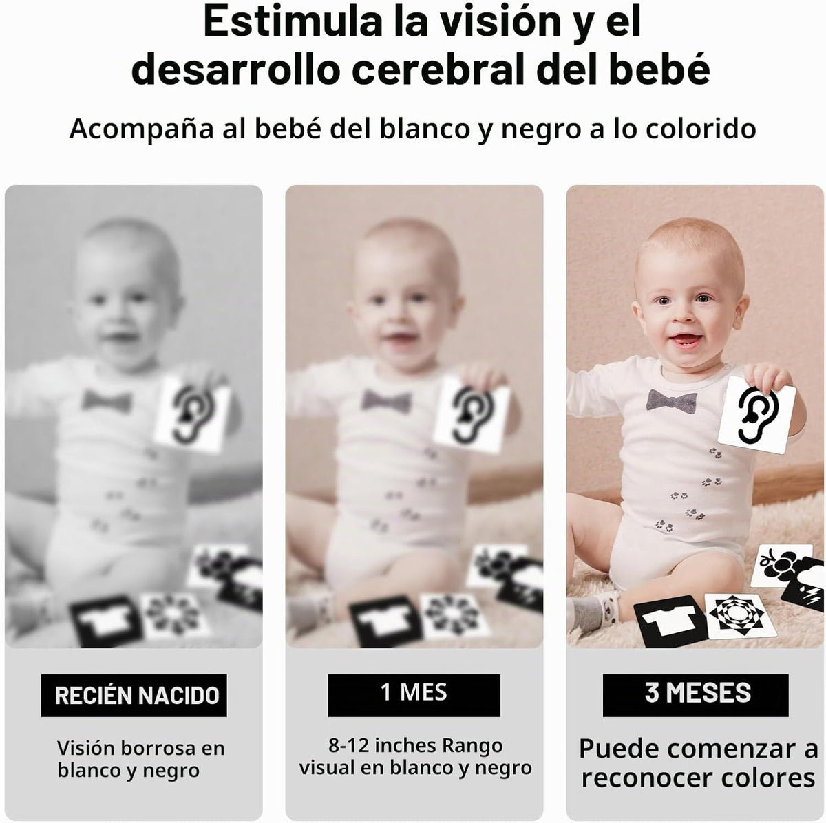 Tarjetas flash de alto contraste para bebés 0-3m