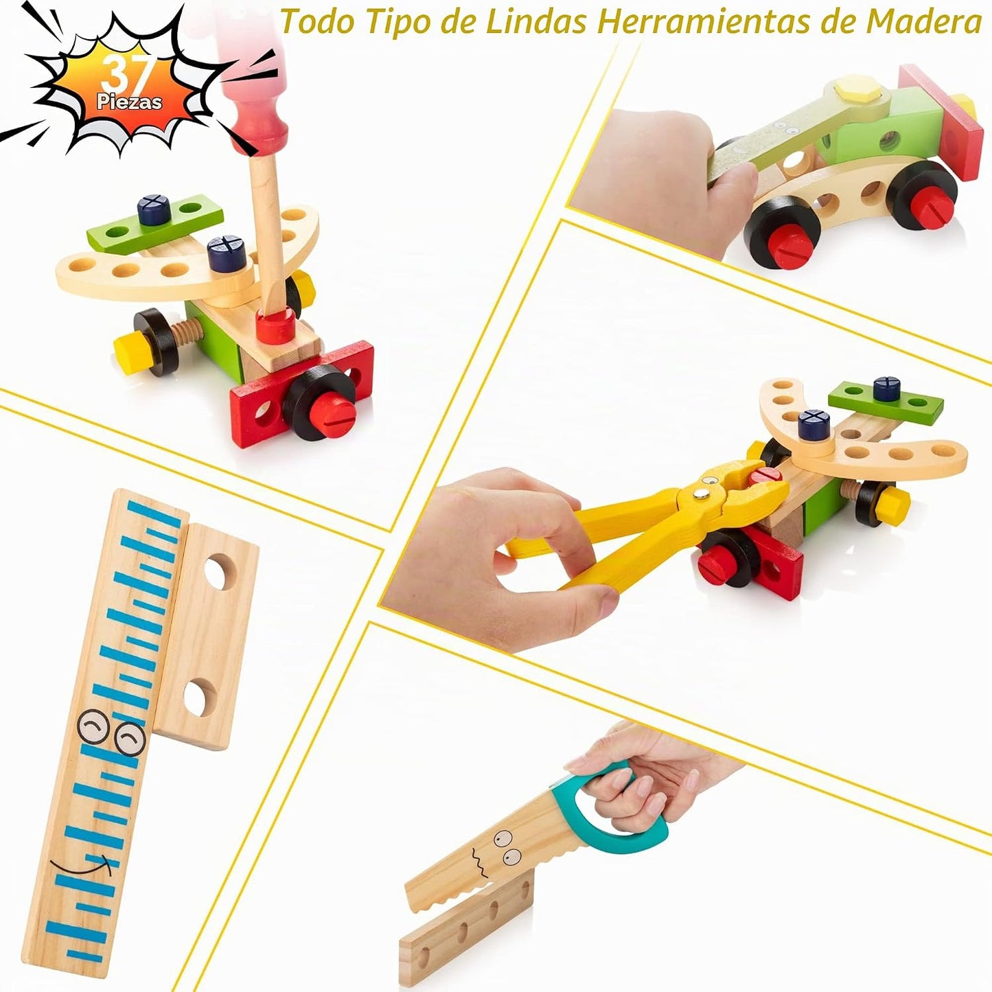 🧰🔨 Caja de herramientas de madera para niños