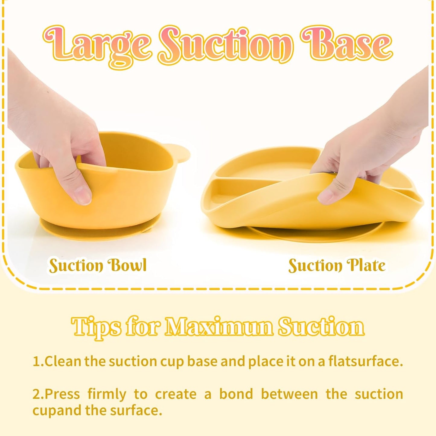 Juego de alimentación de bebé de silicona-Color amarillo