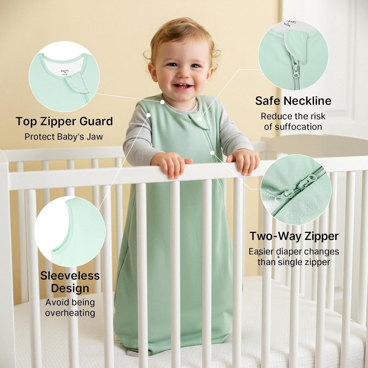 🌿 Saco de dormir de bambú para bebé - Easy Fi