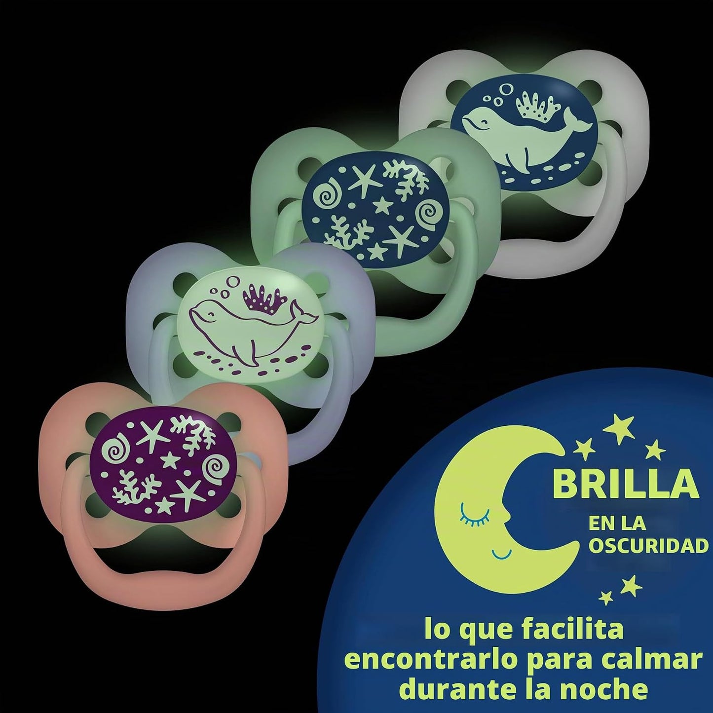 CHUPETAS ADVANTAGE 0-6ms - Rosa brilla en la oscuridad