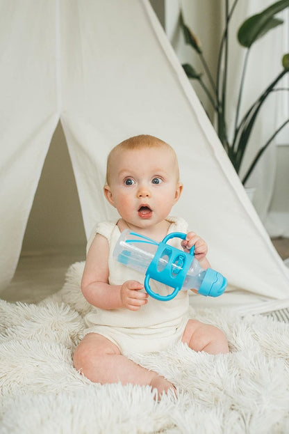 Dr. Brown's - Vaso entrenador con pajilla y agarraderas (Azul)