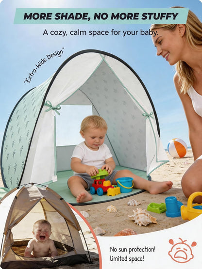 Tienda de playa para bebé con protección solar UPF 50+ y mosquitero