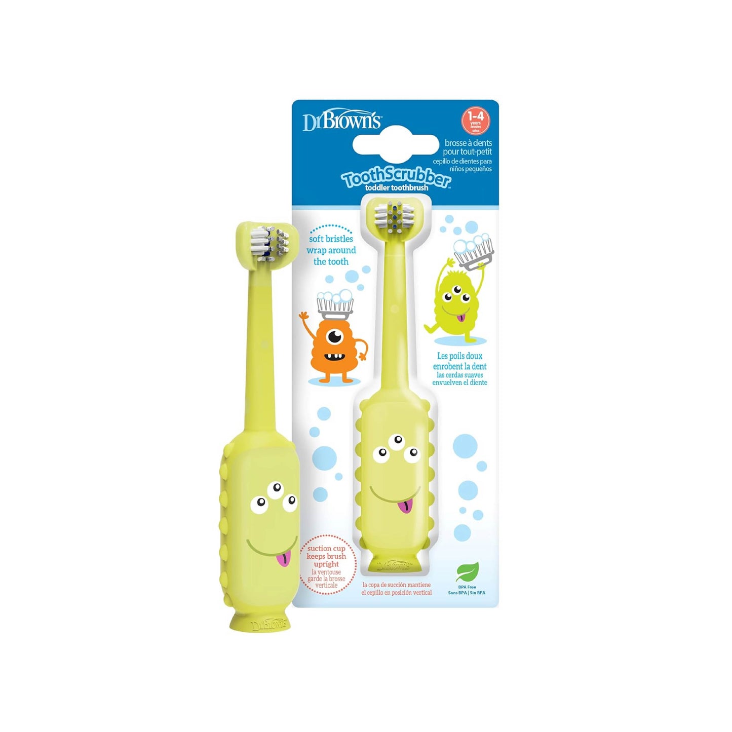 Dr. Brown's Cepillo de dientes Mounstruo Verde, 1-4 años