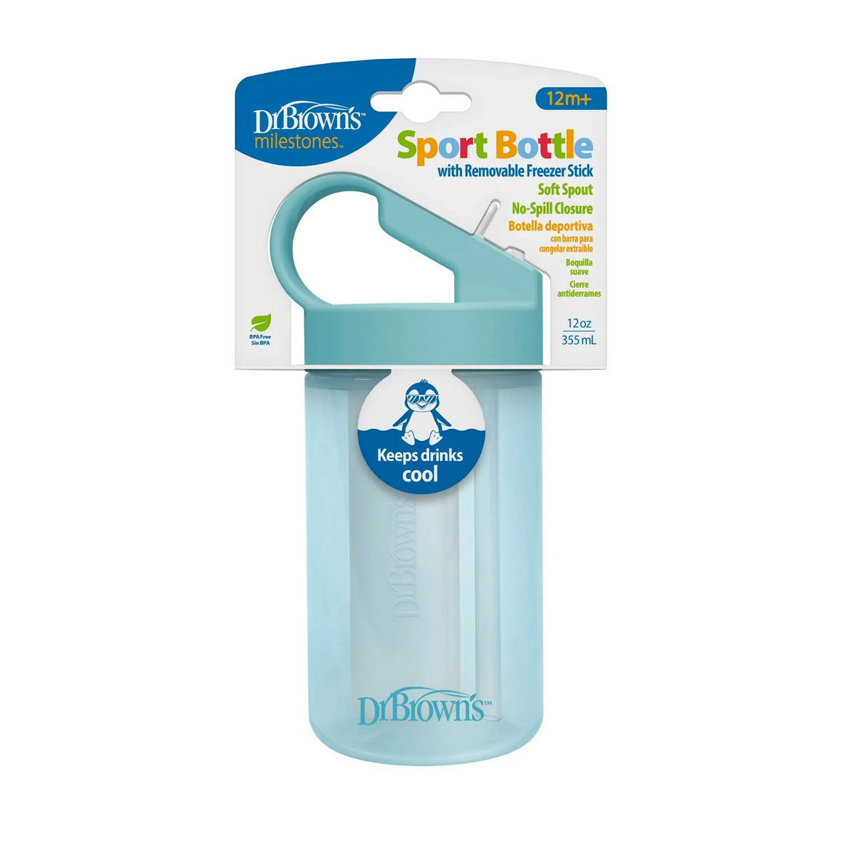 Botella con boquilla suave antiderrame y barra congelante