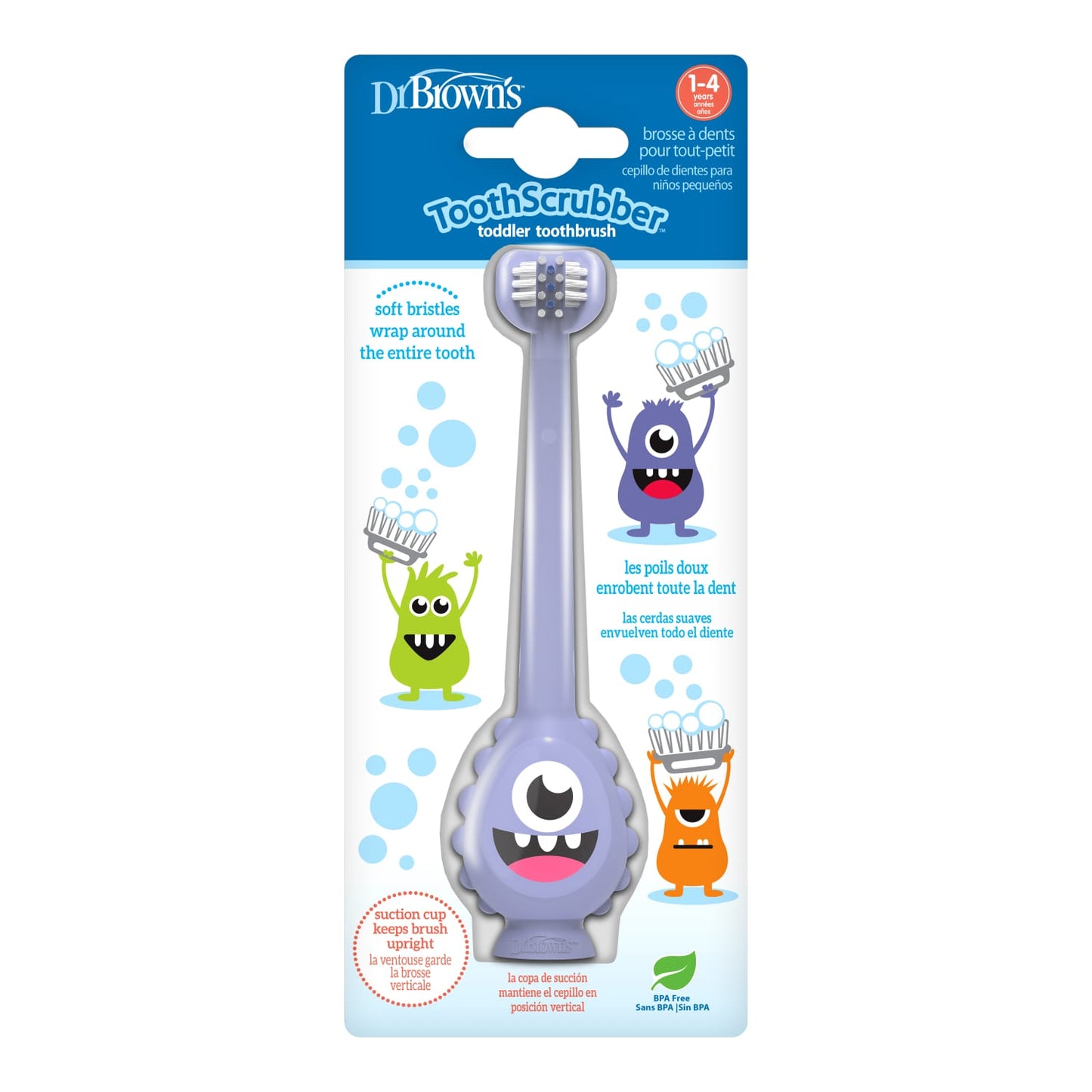 Dr. Brown's Cepillo de dientes Mounstruo Morado, 1-4 años