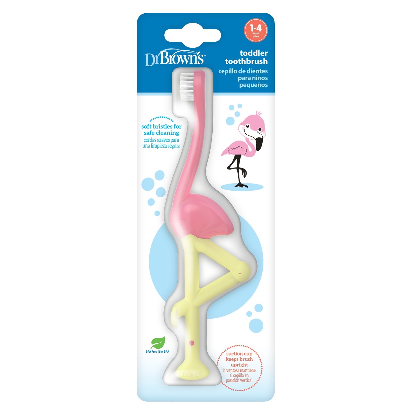 Dr. Brown's Cepillo de dientes flamingo, 1-4 años