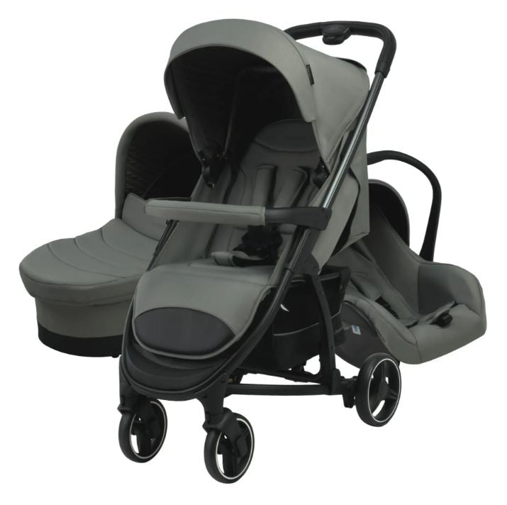 Cochecito Coche LONDON gris lobo con silla y portabebés