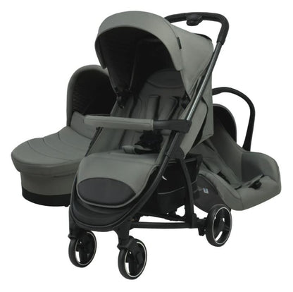 Cochecito Coche LONDON gris lobo con silla y portabebés