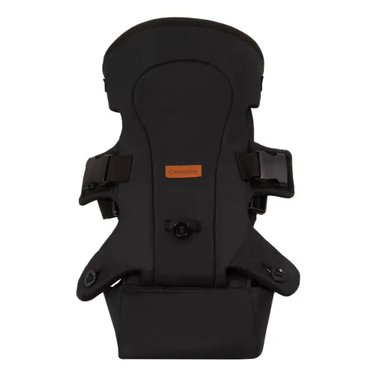 Canguro para bebé negro con panel frontal acolchado y sujeciones laterales