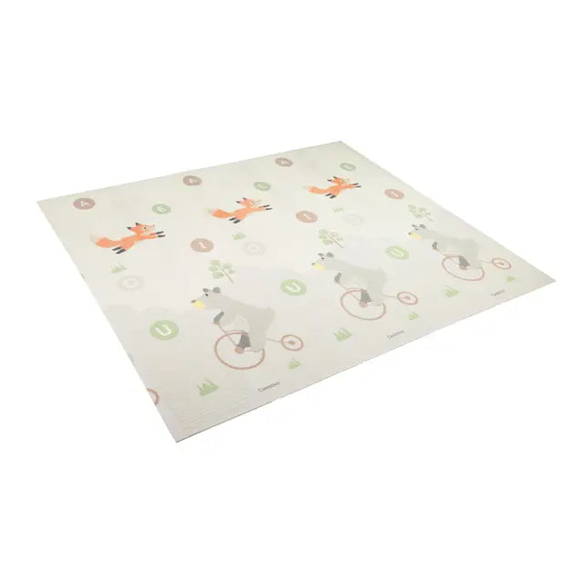 Alfombra antigolpes reversible plegable con animales y bicicletas ilustradas