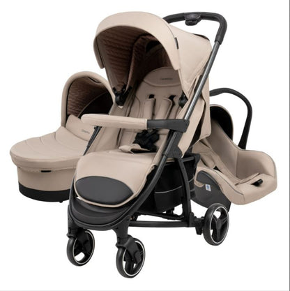 Cochecito doble Coche LONDON taupe con silla y portabebés